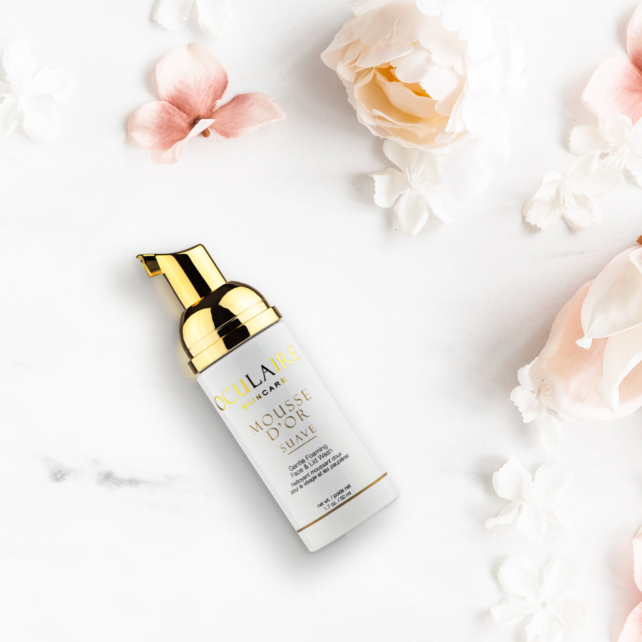Mousse d'or suave, the gentle foaming face and lid cleanser, discover the age-defying, cleansing, complexion-correcting, beauty-enhancing moisturizers, serums and elixirs that cherish your eye’s health and skin’s beauty. Paraben-free, preservative-free, fragrance free skincare by doctors